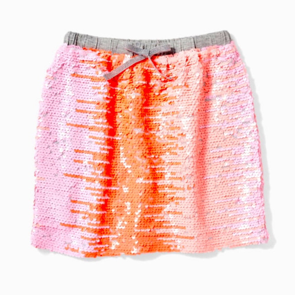 Rockets Of Awesome Sunset Pink Flip Neon Sequin Skirt - Girls Size 10